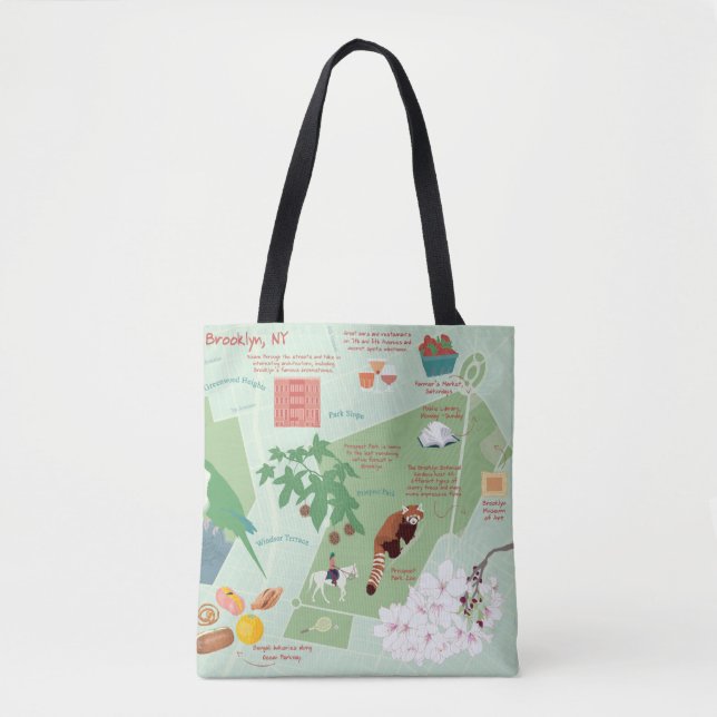 Bolsa Tote Mapa Urbano do Brooklyn em Nova Iorque (Frente)