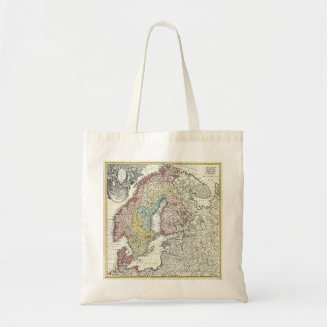 Bolsa Tote Mapa Vintage da Escandinávia (Frente)