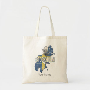 Bolsa Tote Mapa Vintage Souvenir na Província da Suecia de Es