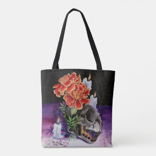 Bolsa Tote Mapas de Memória Autumn Vibes Gatinho skull pintur