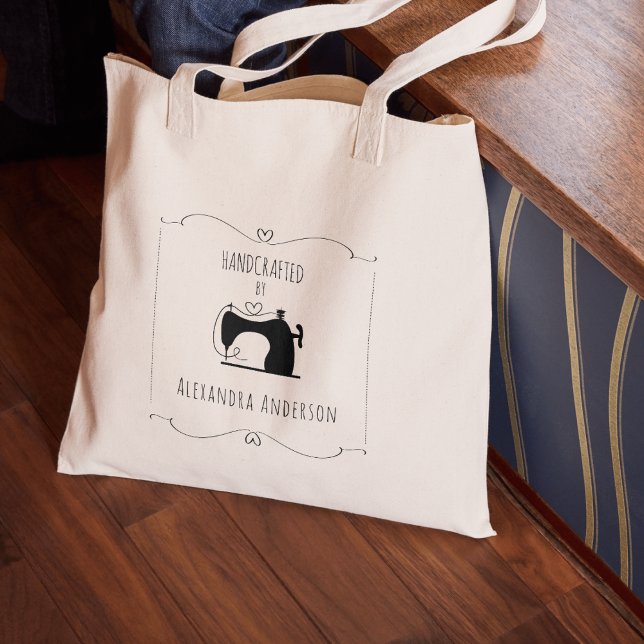 Bolsa Tote Máquina de Costura Vintage Simples Artesanato Feit (Simple Vintage Sewing Machine Handmade Craft Tote Bag)