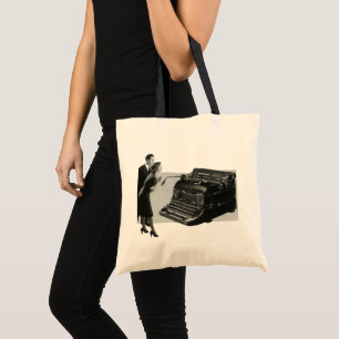 Bolsa Tote Máquina de Escrever Manual de Negócios Vintage, Es