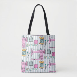 Bolsa Tote Máquinas de costura - Artesanatos cor-de-rosa