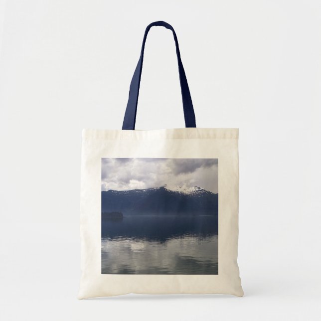 Bolsa Tote Mar Alaskano Nebuloso em Tons de Azul (Frente)