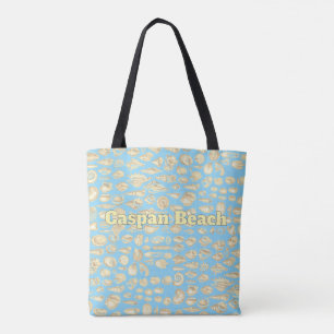 Bolsa Tote Mar de Conchas - Azul Claro Personalizado