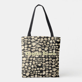 Bolsa Tote Mar de Conchas -Personalizado Preto