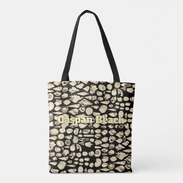 Bolsa Tote Mar de Conchas -Personalizado Preto (Verso)