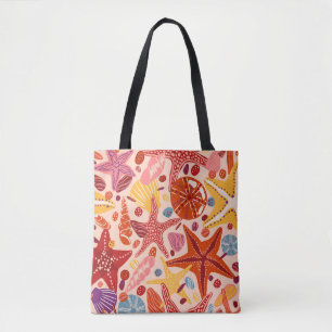 Bolsa Tote Mar de Verão escandinavo: Padrão de Starfish