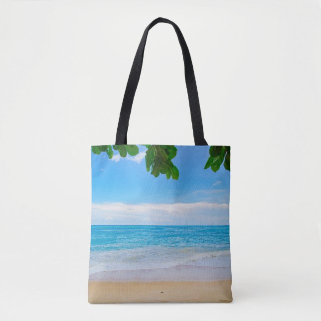 Bolsa Tote Mar e Areia Solar de Praia Tropical (Frente)