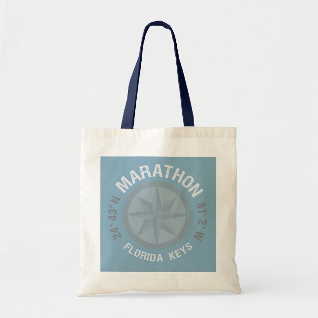 Bolsa Tote Marathon Florida Keys Latitude Longitude Náutica (Frente)