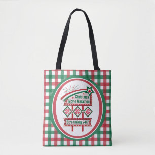 Bolsa Tote Maratona Retro Marquee Festiva do Filme de Natal
