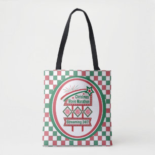 Bolsa Tote Maratona Retro Marquee Festiva do Filme de Natal