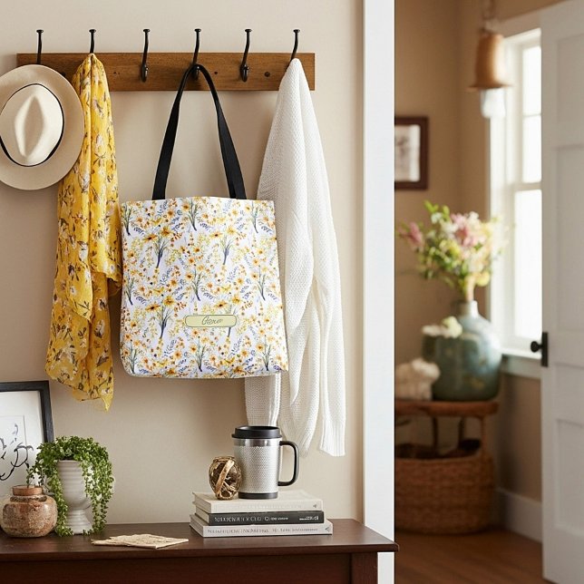 Bolsa Tote Maravilhas primavera amarelas adoráveis personaliz (Criador carregado)