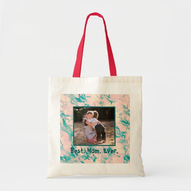 Bolsa Tote Marble Best Mamãe Rosa e Azul Tote Bag (Frente)