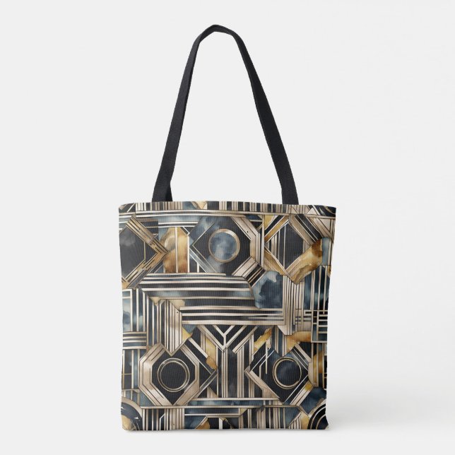Bolsa Tote Marble Black and gold Jazzy Geométrico de Art-deco (Verso)