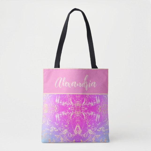 Bolsa Tote Marble Bonito Giry Rosa e Dourada (Frente)