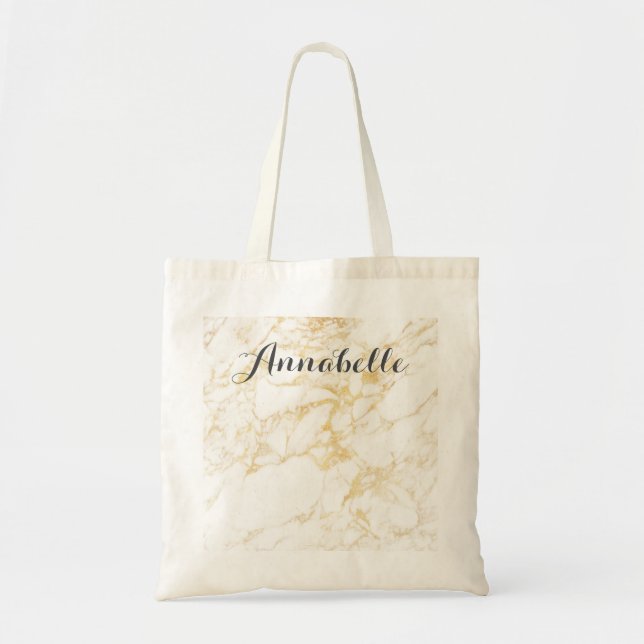 Bolsa Tote Marble branco e Dourado (Frente)