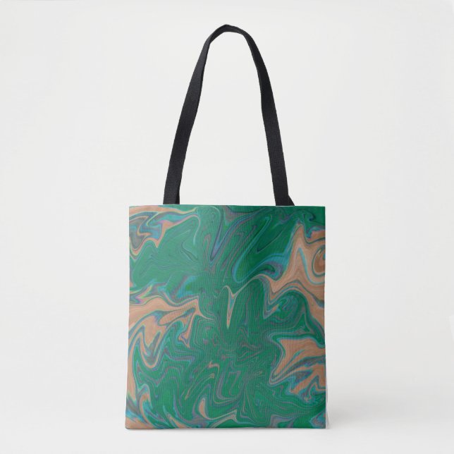 Bolsa Tote Marble Forms – Green & Gold Natural Flow (Frente)