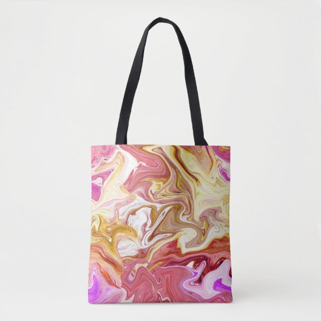 Bolsa Tote Marble Magic: Design abstrato colorido (Frente)