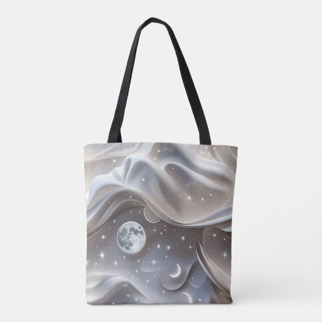 Bolsa Tote Marble White Moon Minimal Stone Aesthetic (Verso)