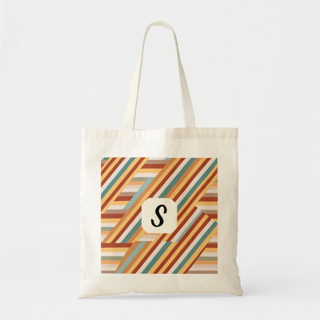 Bolsa Tote Marca de Toque Monograma Personalizada | Retro Mod (Frente)