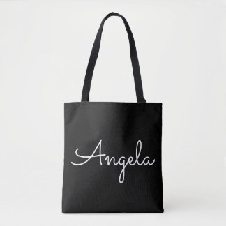 Bolsa Tote Marca de Toque Preta do Nome Personalizado