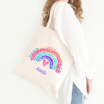 Bolsa Tote Marca de Toques Personalizada do Arco-Íris<br><div class="desc">Uma bolsa de tote de arco-íris com uma cor-d'água bonita com um nome faz um presente alegre e útil.</div>