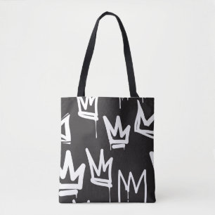 Bolsa Tote marca padrão uniforme. Moda preta e branca