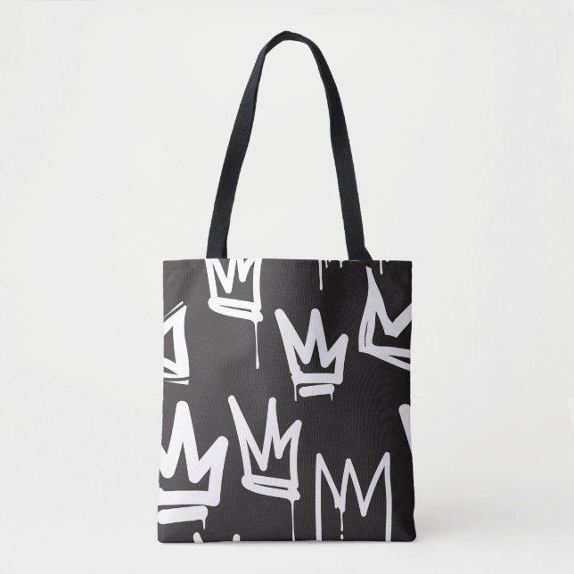 Bolsa Tote marca padrão uniforme. Moda preta e branca (Frente)