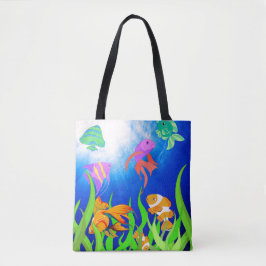 Bolsa Tote Marcha Marinha Tropical de Peixes