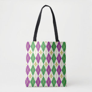 Bolsa Tote Mardi Gras Argyle All-Over-Impressão Bag