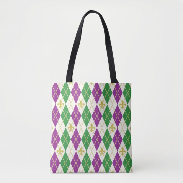 Bolsa Tote Mardi Gras Argyle All-Over-Impressão Bag (Frente)