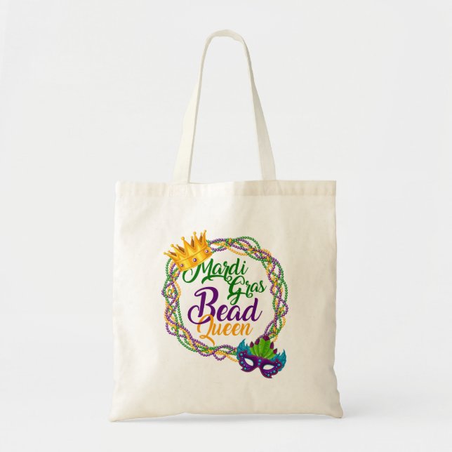 Bolsa Tote Mardi Gras Bead Queen Fat Terça Carnaval (Frente)