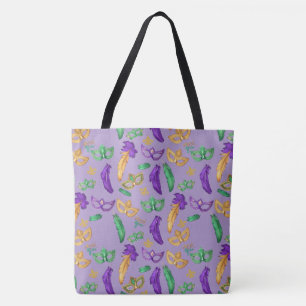 Bolsa Tote Mardi Gras Colorido com padrão