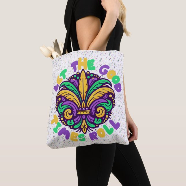 Bolsa Tote Mardi Gras Deixe os bons tempos rolar (Close Up)