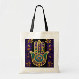 Bolsa Tote Mardi Gras Dourada Roxo Verde Arte Hamsas