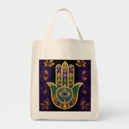 Bolsa Tote Mardi Gras Dourada Roxo Verde Arte Hamsas