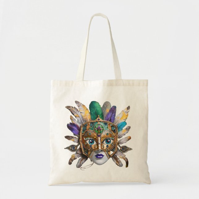Bolsa Tote Mardi Gras Feather e Metal Mask (Frente)