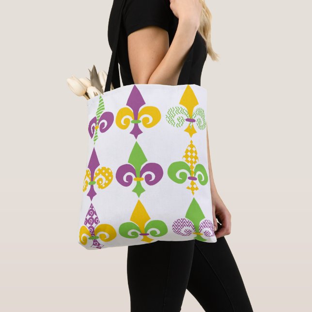 Bolsa Tote Mardi Gras Fleur de Lis (Close Up)
