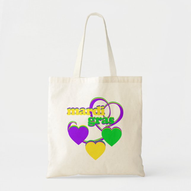 Bolsa Tote Mardi Gras Purple Yellow Hearval (Frente)