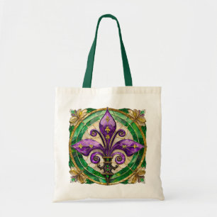 Bolsa Tote Mardi Gras StainGlass Fleur de lis