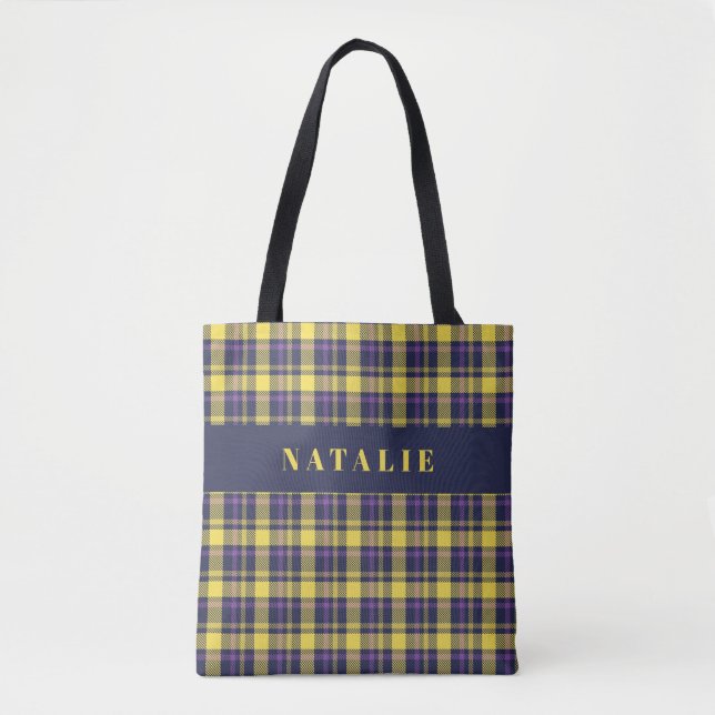 Bolsa Tote maré tartan verificação personalizada inverno (Frente)