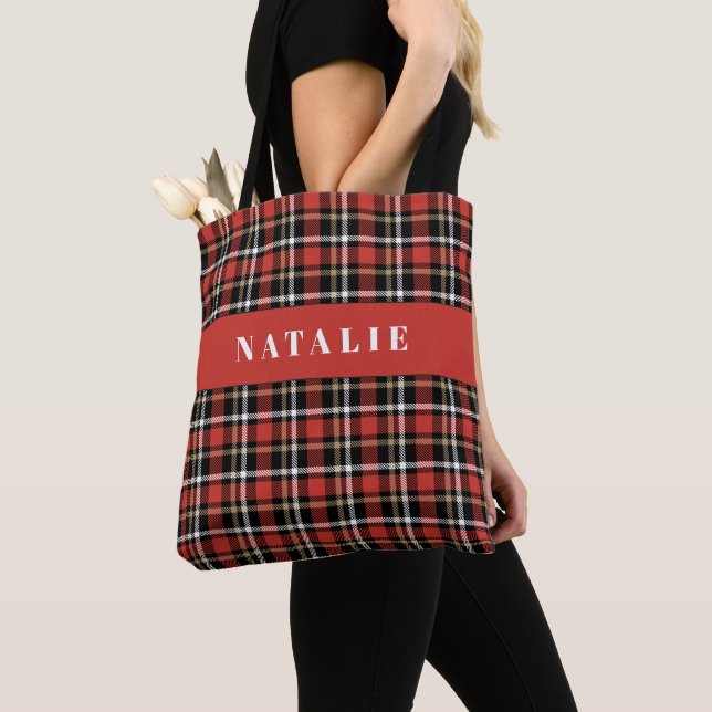 Bolsa Tote maré tartan verificação personalizada inverno (Close Up)