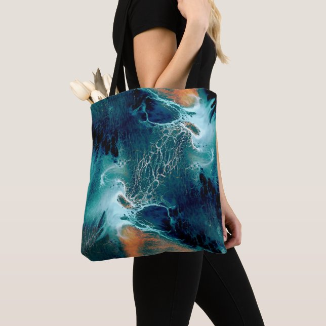 Bolsa Tote Marés Esmeraldas em Movimento (Close Up)