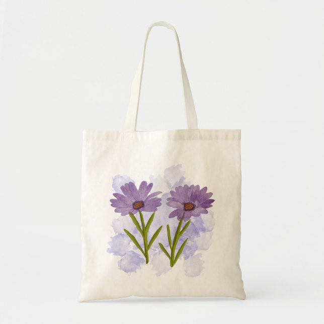 Bolsa Tote Margarida Africana pintada à mão (Frente)