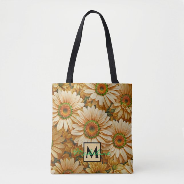 Bolsa Tote Margarida amarela floral amarela (Frente)