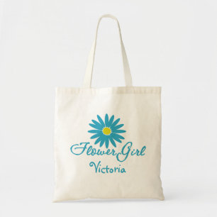 Bolsa Tote Margarida azul de menina de flor