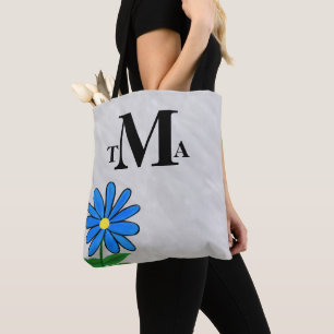 Bolsa Tote Margarida azul do monograma