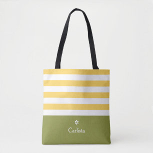 Bolsa Tote Margarida conhecida verde das listras horizontais