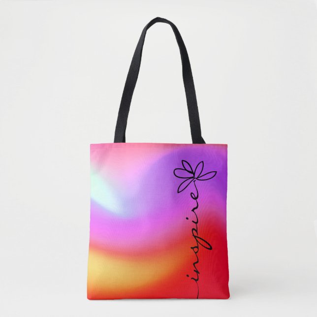 Bolsa Tote margarida de arte de rabisco com a palavra "inspir (Frente)